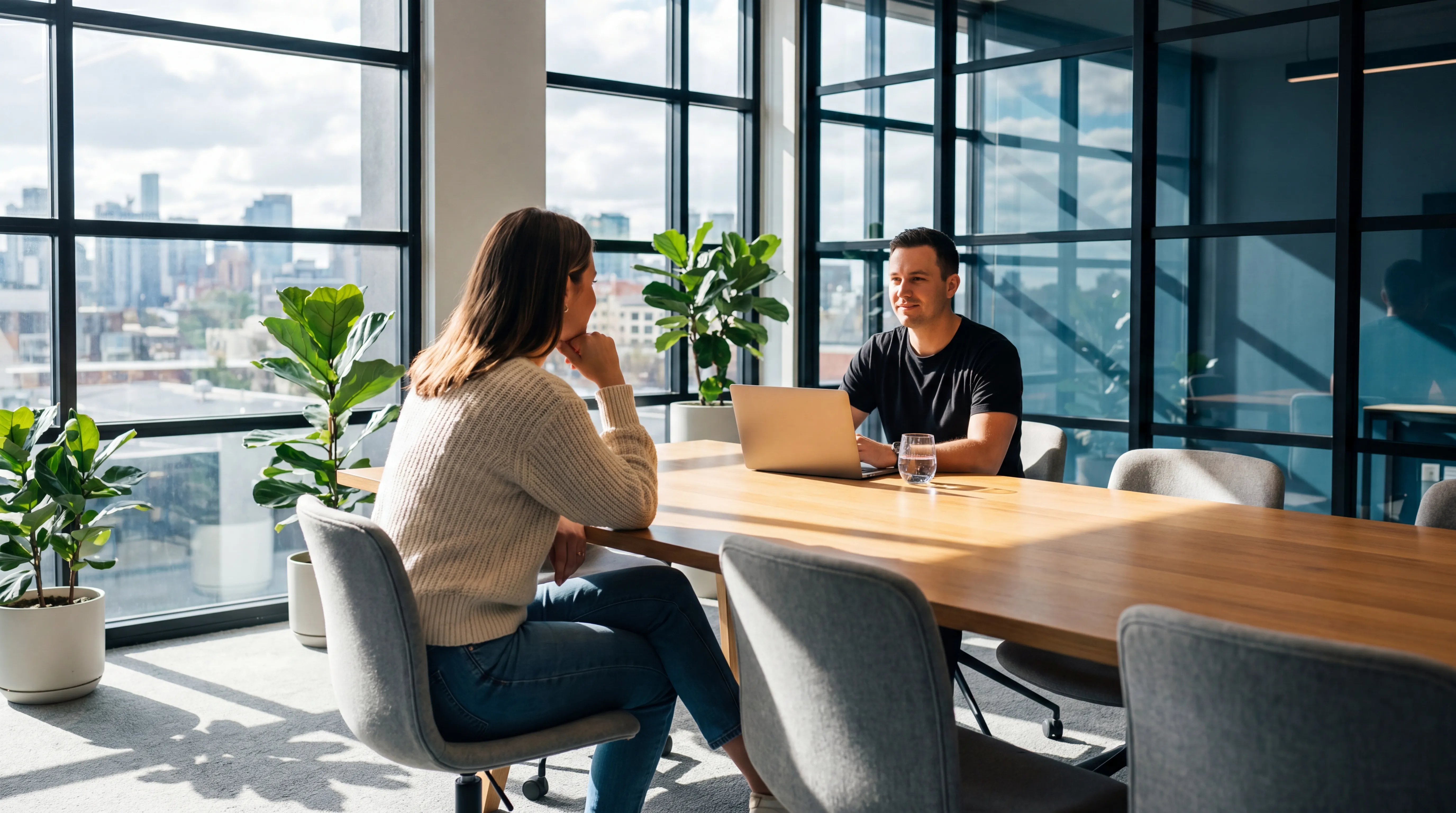 Modern conference room prepared for a business presentation