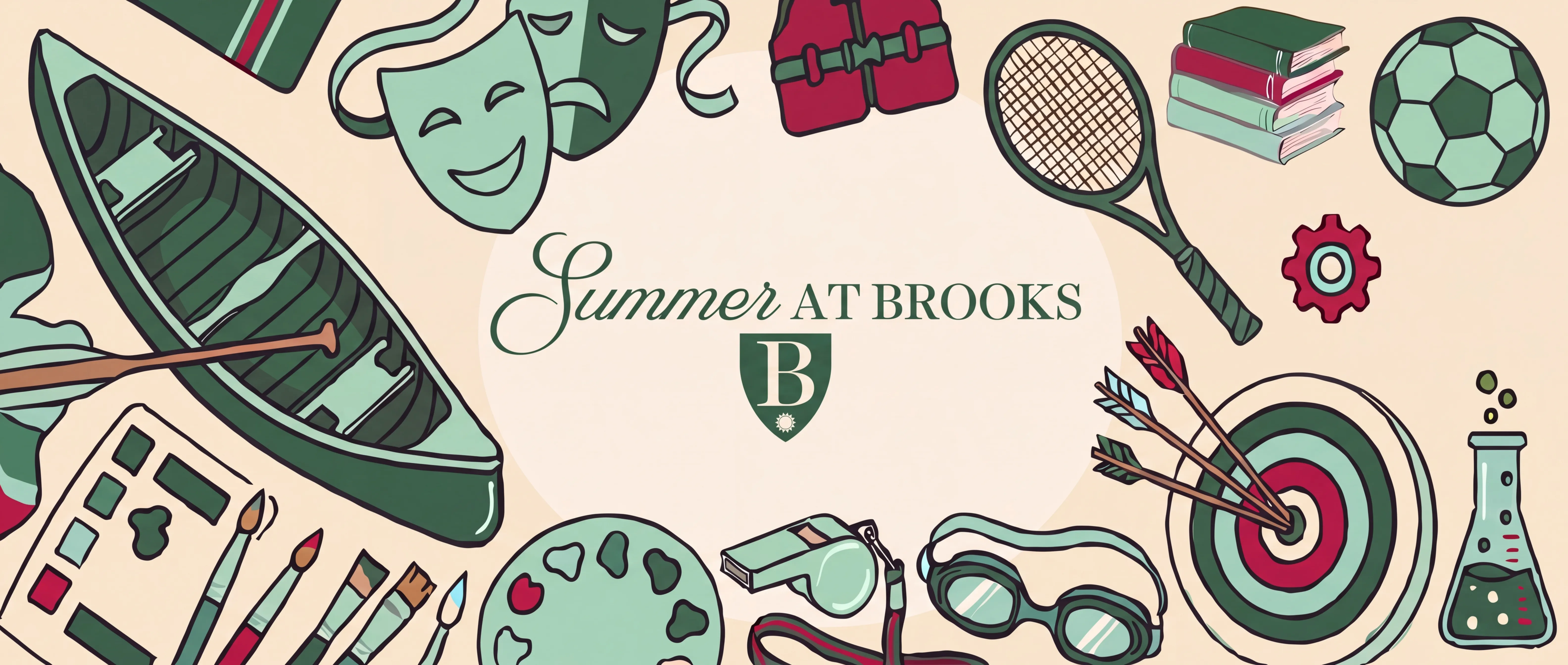 Summer at Brooks illustrated activities banner created by the Creative Agent